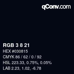 カラーコード: RGB 3 8 21 | qconv.com