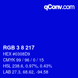 Color code: RGB 3 8 217 | qconv.com