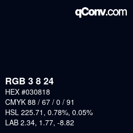Color code: RGB 3 8 24 | qconv.com