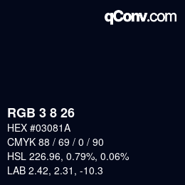 Código de color: RGB 3 8 26 | qconv.com