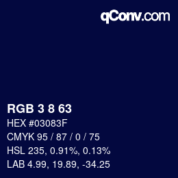 Color code: RGB 3 8 63 | qconv.com