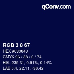 Color code: RGB 3 8 67 | qconv.com
