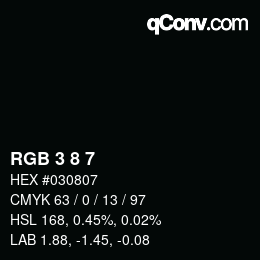 Color code: RGB 3 8 7 | qconv.com