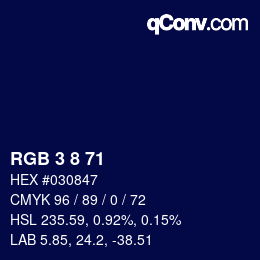 カラーコード: RGB 3 8 71 | qconv.com