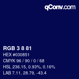Color code: RGB 3 8 81 | qconv.com
