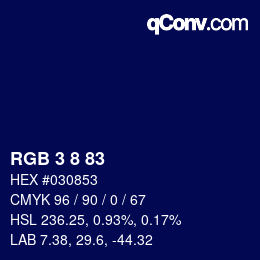 カラーコード: RGB 3 8 83 | qconv.com
