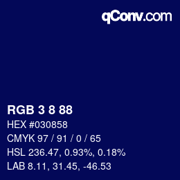 Color code: RGB 3 8 88 | qconv.com