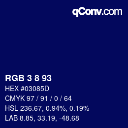 Color code: RGB 3 8 93 | qconv.com