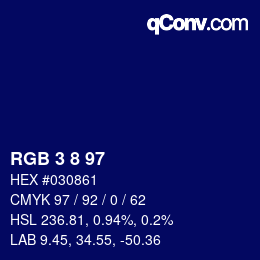 Farbcode: RGB 3 8 97 | qconv.com