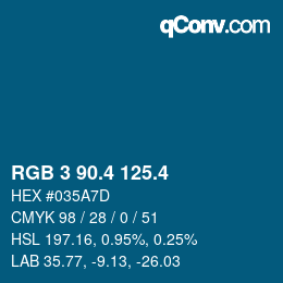 カラーコード: RGB 3 90.4 125.4 | qconv.com