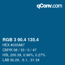 カラーコード: RGB 3 90.4 135.4 | qconv.com