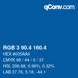 カラーコード: RGB 3 90.4 160.4 | qconv.com