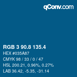カラーコード: RGB 3 90.8 135.4 | qconv.com