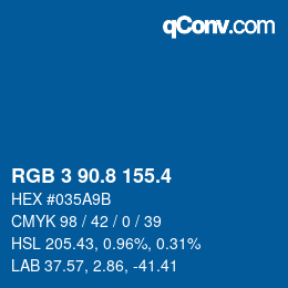 カラーコード: RGB 3 90.8 155.4 | qconv.com