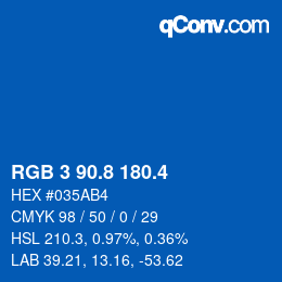 カラーコード: RGB 3 90.8 180.4 | qconv.com