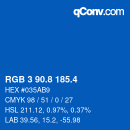 カラーコード: RGB 3 90.8 185.4 | qconv.com
