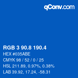 カラーコード: RGB 3 90.8 190.4 | qconv.com