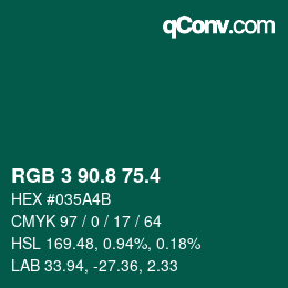 カラーコード: RGB 3 90.8 75.4 | qconv.com
