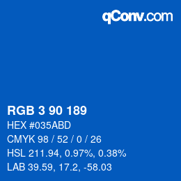 カラーコード: RGB 3 90 189 | qconv.com