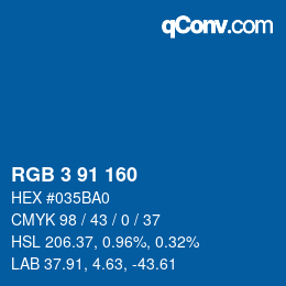 Color code: RGB 3 91 160 | qconv.com