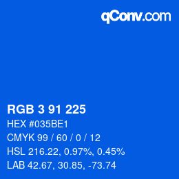 カラーコード: RGB 3 91 225 | qconv.com
