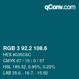 カラーコード: RGB 3 92.2 108.6 | qconv.com