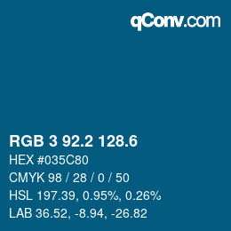 カラーコード: RGB 3 92.2 128.6 | qconv.com