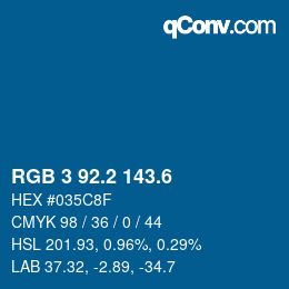カラーコード: RGB 3 92.2 143.6 | qconv.com