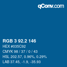 カラーコード: RGB 3 92.2 146 | qconv.com