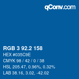 カラーコード: RGB 3 92.2 158 | qconv.com