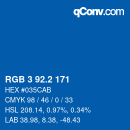 カラーコード: RGB 3 92.2 171 | qconv.com