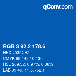 カラーコード: RGB 3 92.2 178.6 | qconv.com