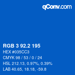 カラーコード: RGB 3 92.2 195 | qconv.com