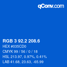 カラーコード: RGB 3 92.2 208.6 | qconv.com