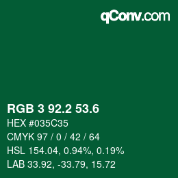 カラーコード: RGB 3 92.2 53.6 | qconv.com