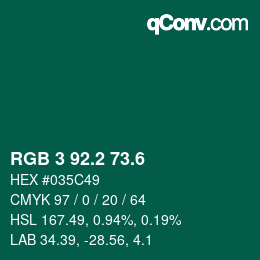 カラーコード: RGB 3 92.2 73.6 | qconv.com