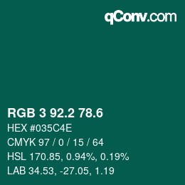 カラーコード: RGB 3 92.2 78.6 | qconv.com