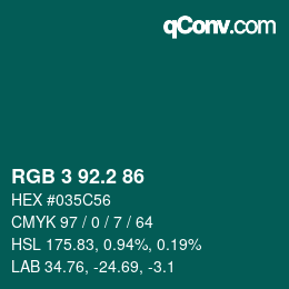 カラーコード: RGB 3 92.2 86 | qconv.com