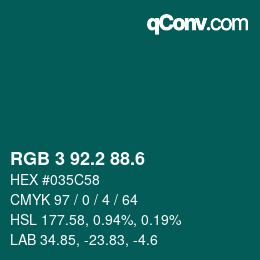 カラーコード: RGB 3 92.2 88.6 | qconv.com