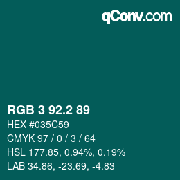カラーコード: RGB 3 92.2 89 | qconv.com