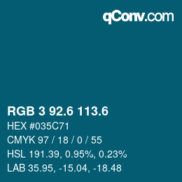 カラーコード: RGB 3 92.6 113.6 | qconv.com