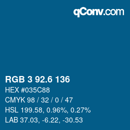 カラーコード: RGB 3 92.6 136 | qconv.com