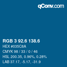 カラーコード: RGB 3 92.6 138.6 | qconv.com