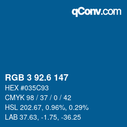 カラーコード: RGB 3 92.6 147 | qconv.com