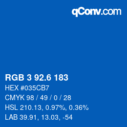 カラーコード: RGB 3 92.6 183 | qconv.com