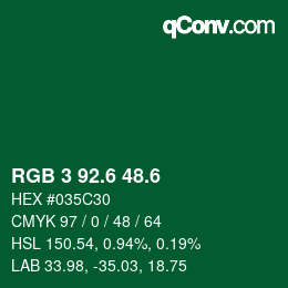 カラーコード: RGB 3 92.6 48.6 | qconv.com