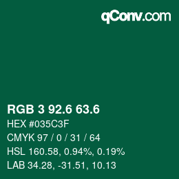 カラーコード: RGB 3 92.6 63.6 | qconv.com