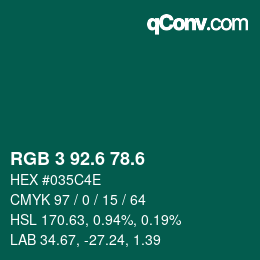 カラーコード: RGB 3 92.6 78.6 | qconv.com