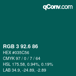 カラーコード: RGB 3 92.6 86 | qconv.com