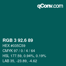カラーコード: RGB 3 92.6 89 | qconv.com